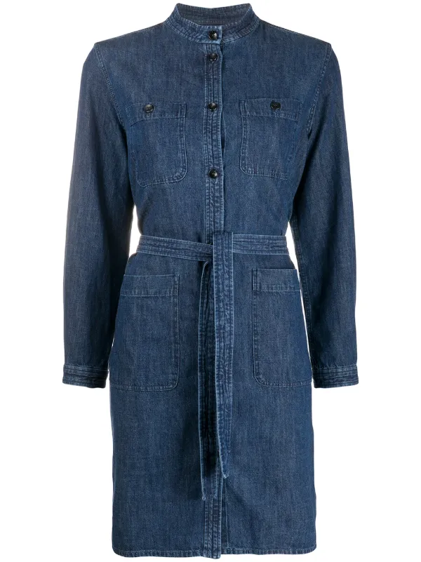 tie waist denim shirt