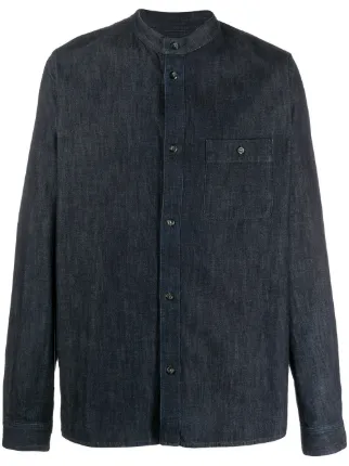 band collar denim shirt