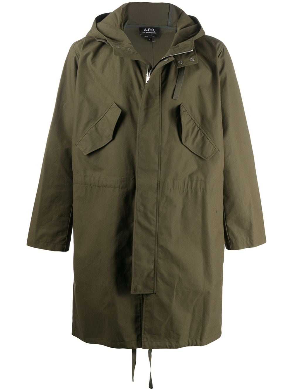 Apc Relaxed Fit Hooded Parka In Green