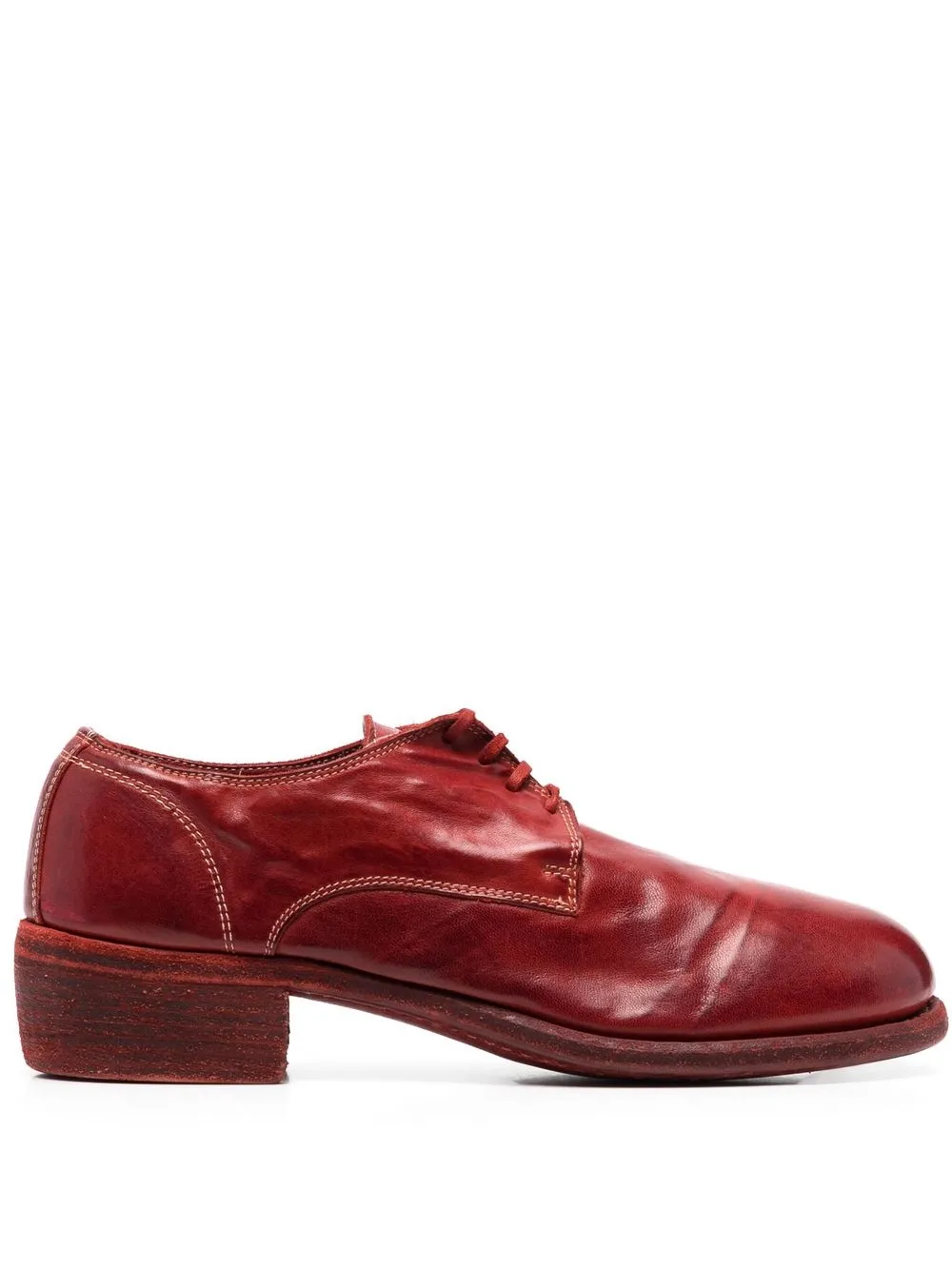 Guidi Leather Derby Shoes In Red