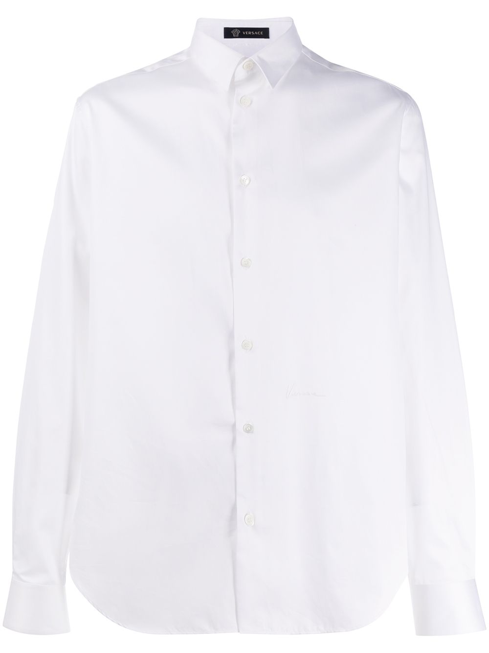 Shop Versace Cotton Long Sleeve Shirt In White