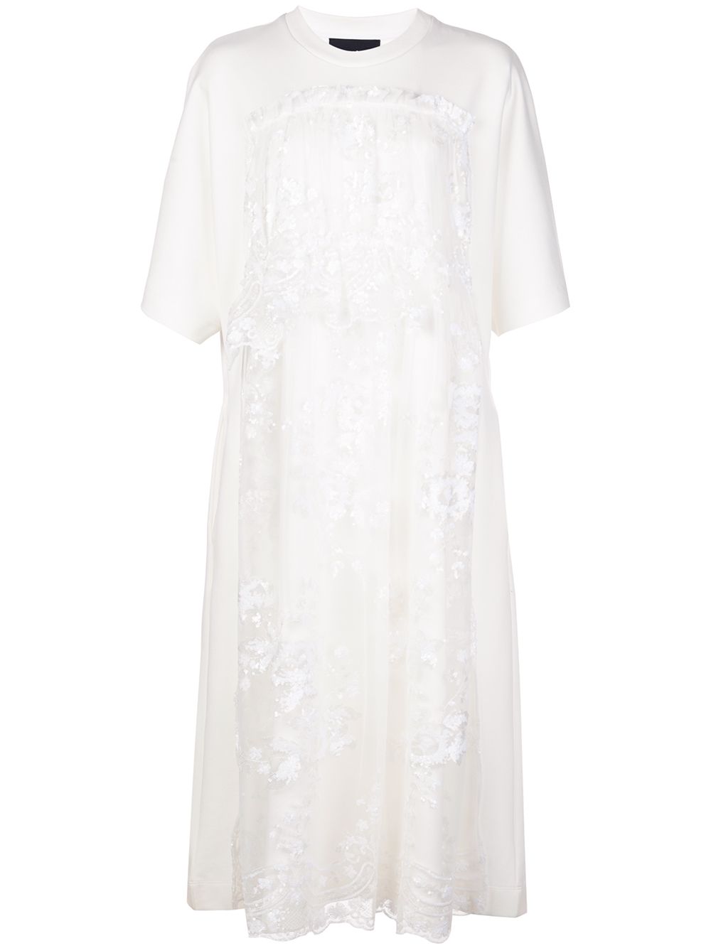 

Simone Rocha vestido estilo playera de encaje a capas escalonadas - Blanco