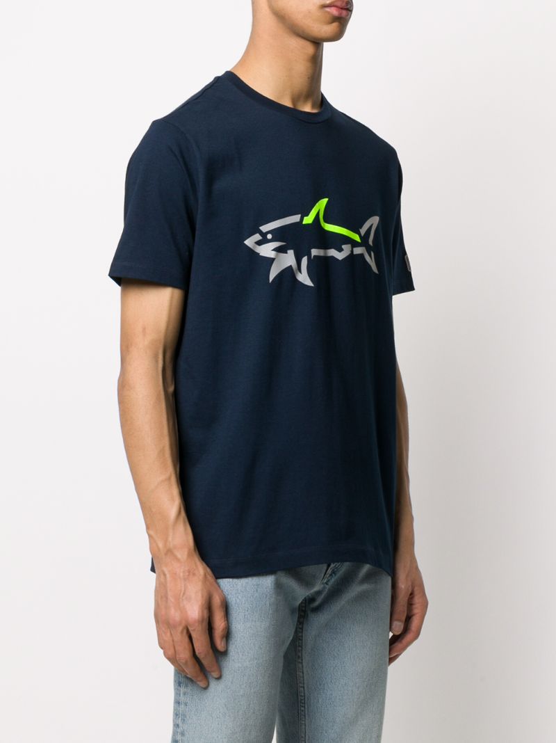 Shop Paul & Shark Cracked Shark Logo T-shirt In Blue