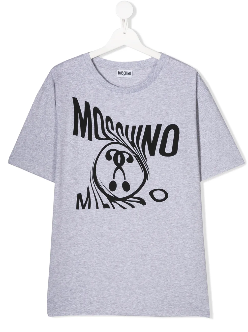 Moschino Teen Warped Logo Print T-shirt In Grey