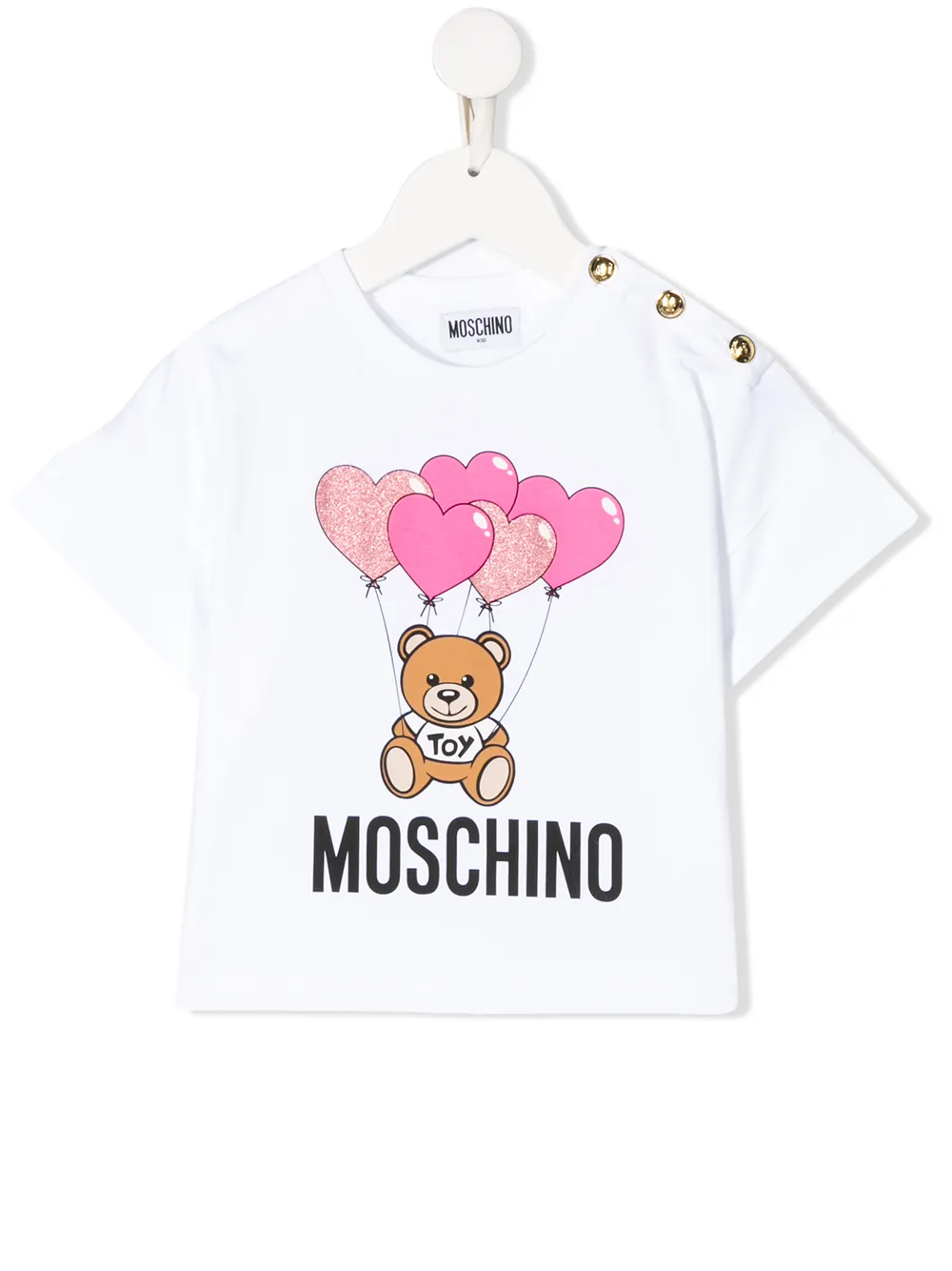 фото Moschino kids футболка с принтом и гравировкой на пуговицах
