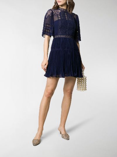 self portrait lace panel mini dress