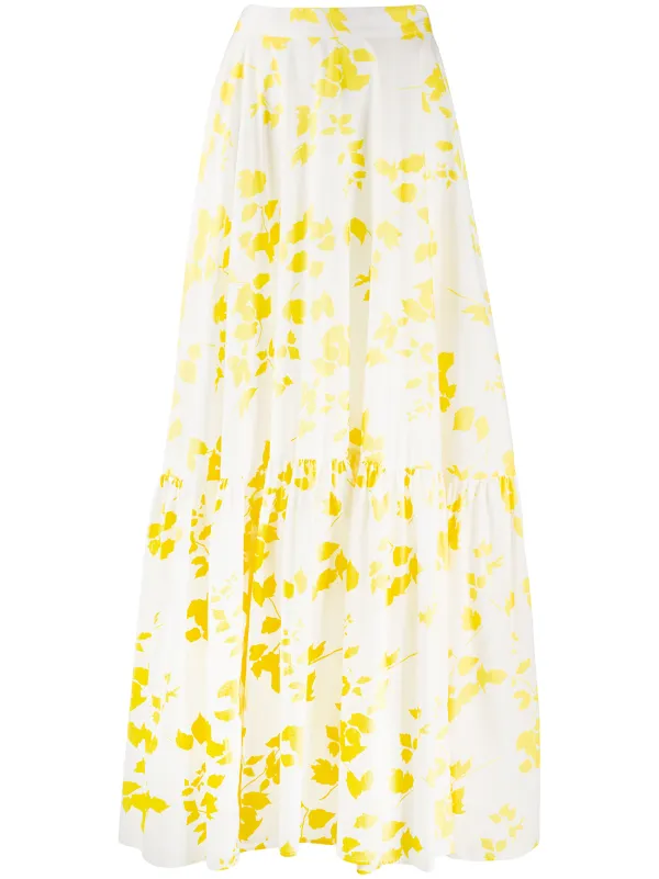 floral flare skirt yellow