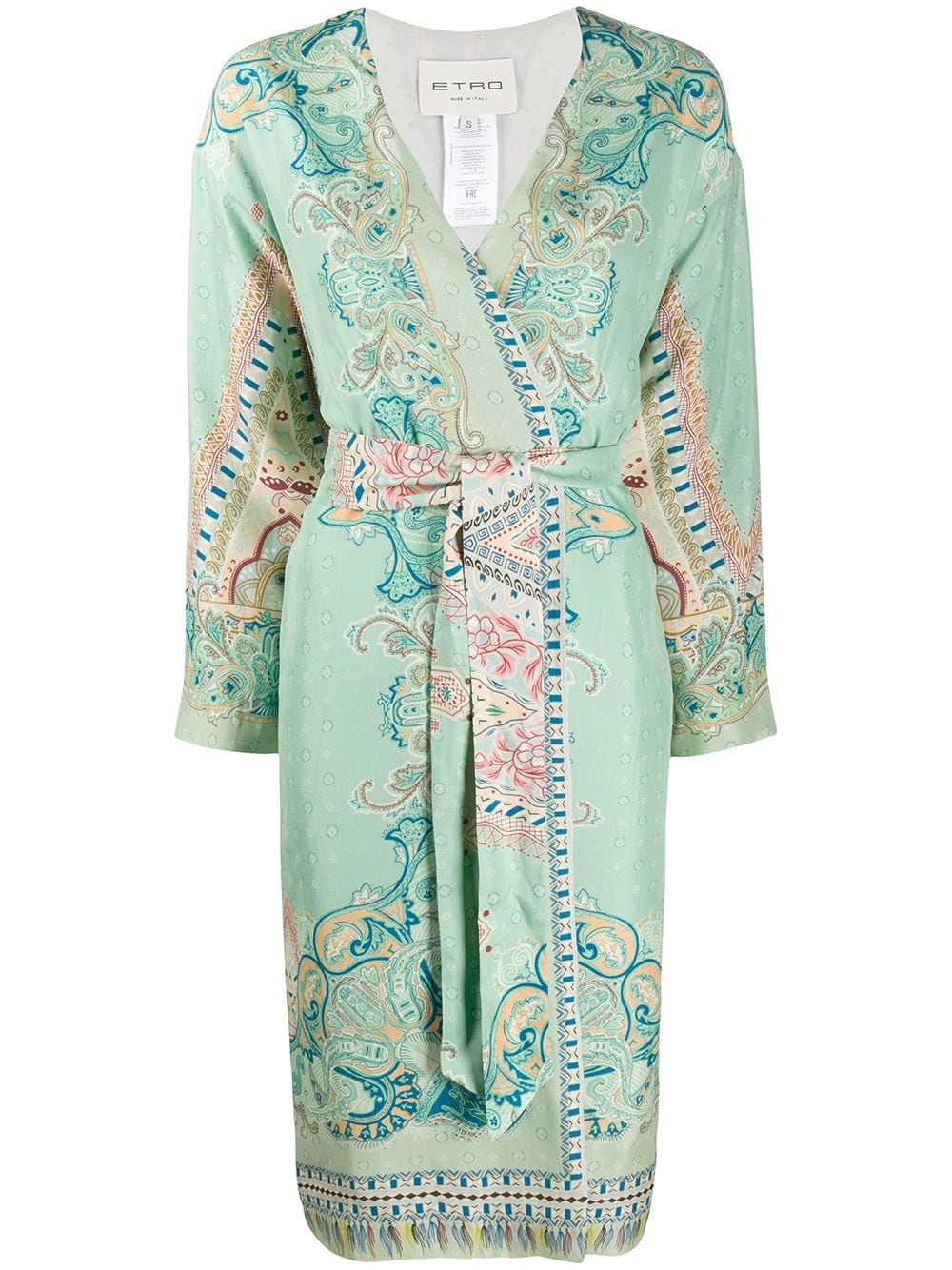 Shop Etro Silk Paisley Print Kimono In Green