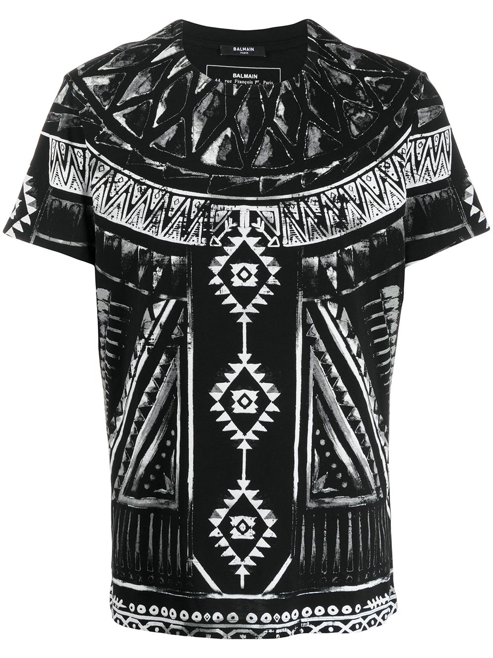 Balmain Aztec Print Short-sleeved T-shirt In Black