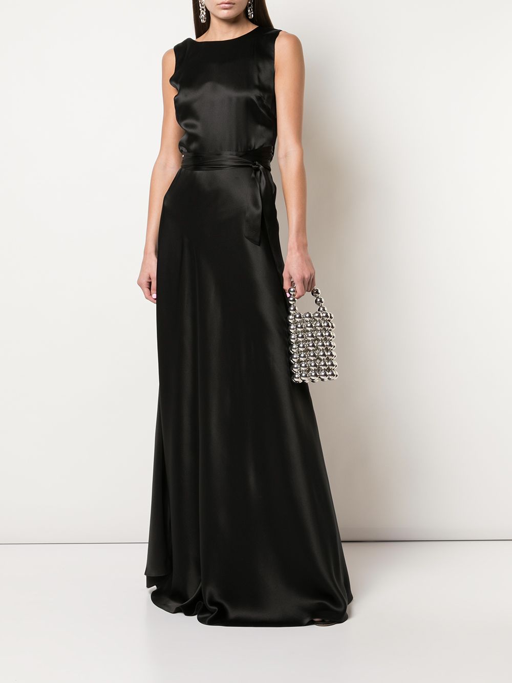 Shop Voz Backless Full-length Dress In Black
