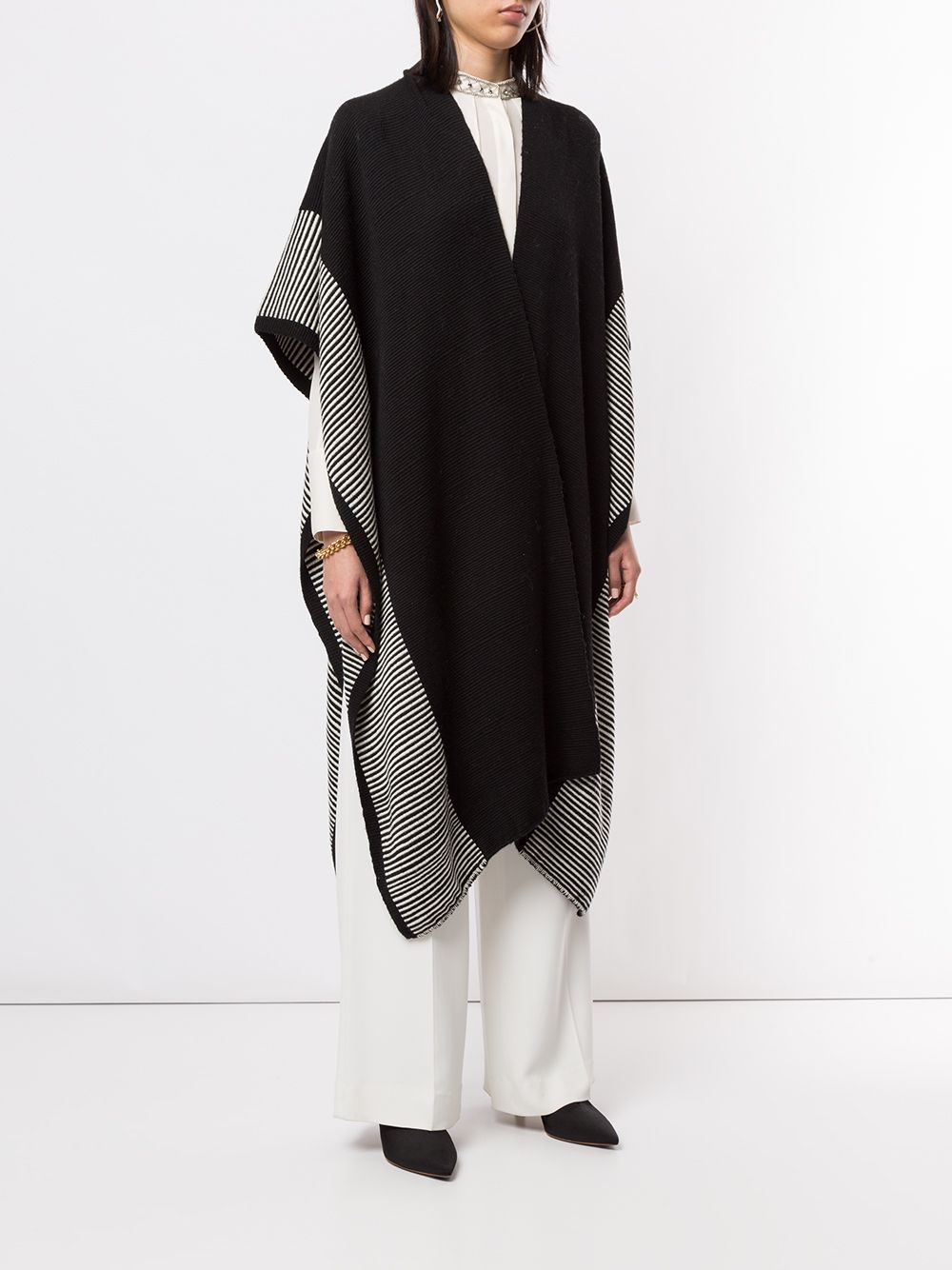 Shop Voz Striped Edge Long Duster In Black