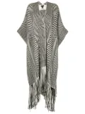 VOZ chevron fringed knitted duster - White