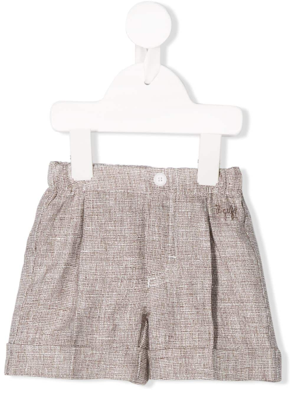 Shop Il Gufo Linen Knit Shorts In Brown