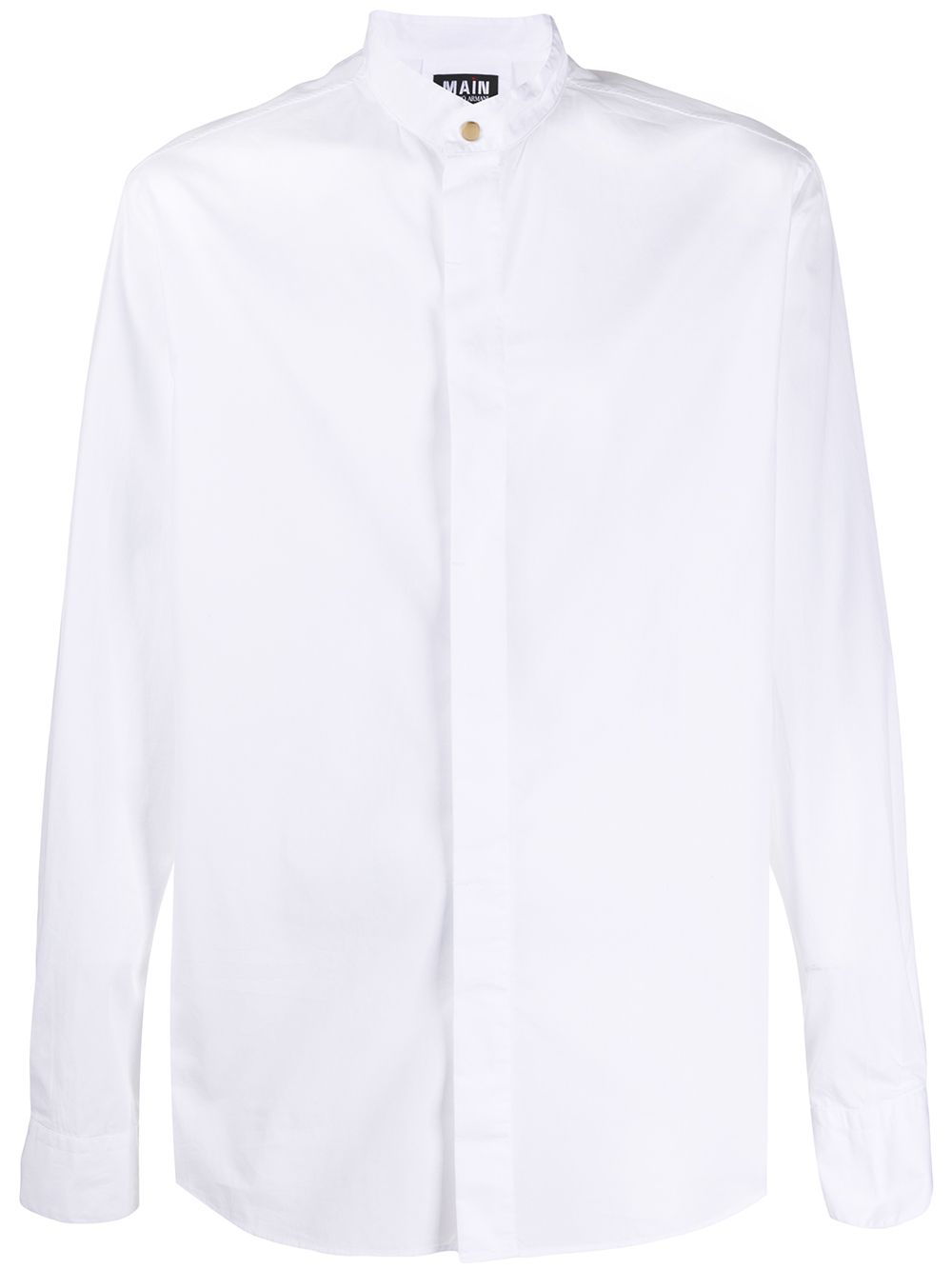 Shop Giorgio Armani Cotton Mandarin Collar Shirt In White