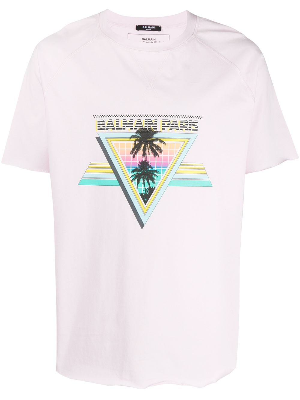 Shop Balmain Tropical Logo Print T-shirt In Pink