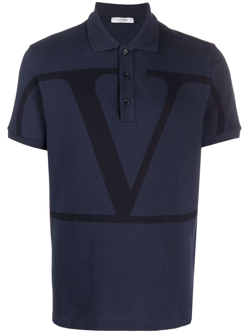 Valentino Vlogo Short-sleeve Polo Shirt In Blue