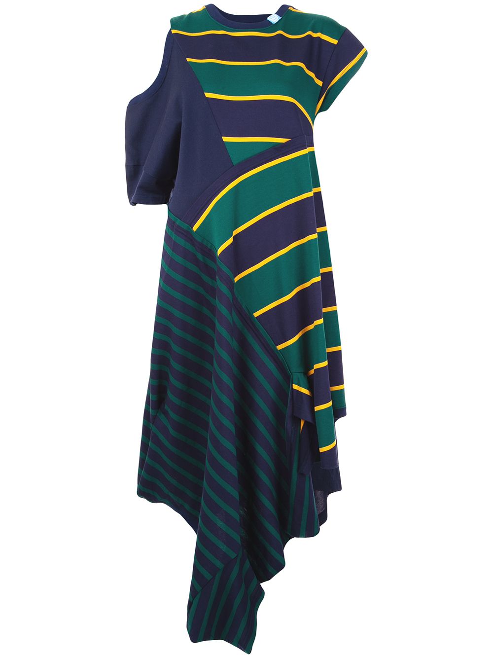 navy blue striped asymmetric dress