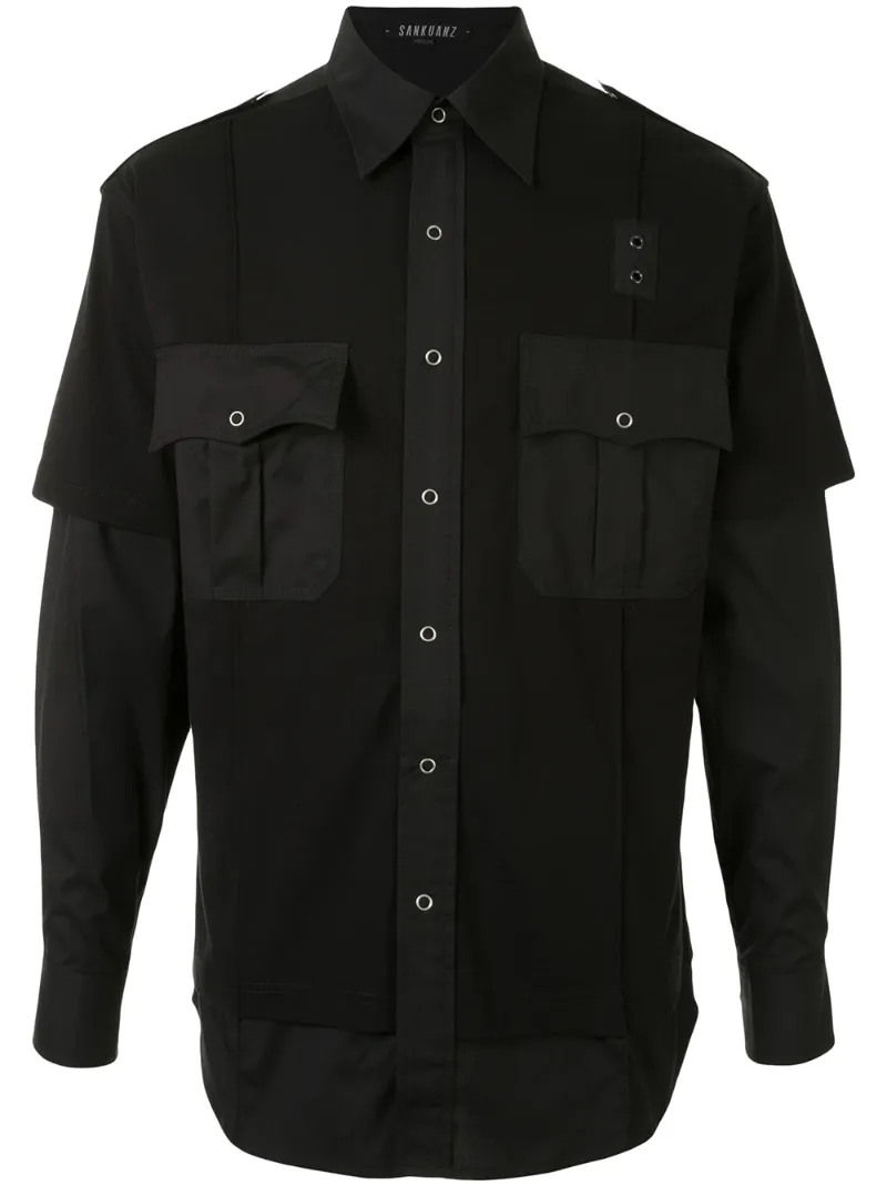 Click to view more detailed imagery on our partner's website Sankuanz Double-layer Utility Shirt In Black
