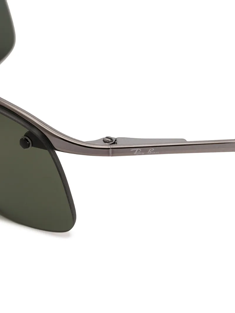 Ray Ban Rb3183 Rectangular-shape Sunglasses In Silver