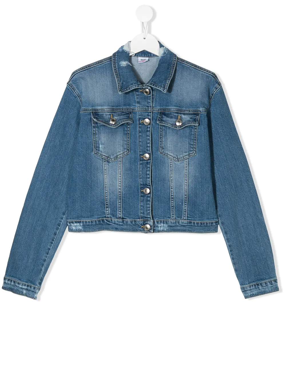 Gcds Kids' Rear Logo Denim Jacket In Blue