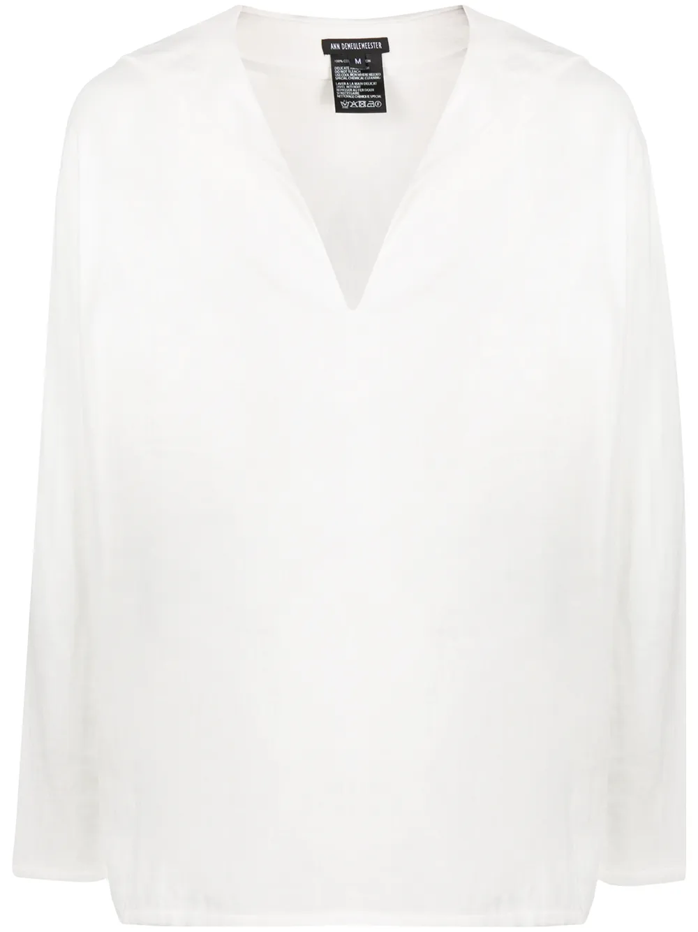 Ann Demeulemeester Shawl Collar Cotton Tunic Shirt In White