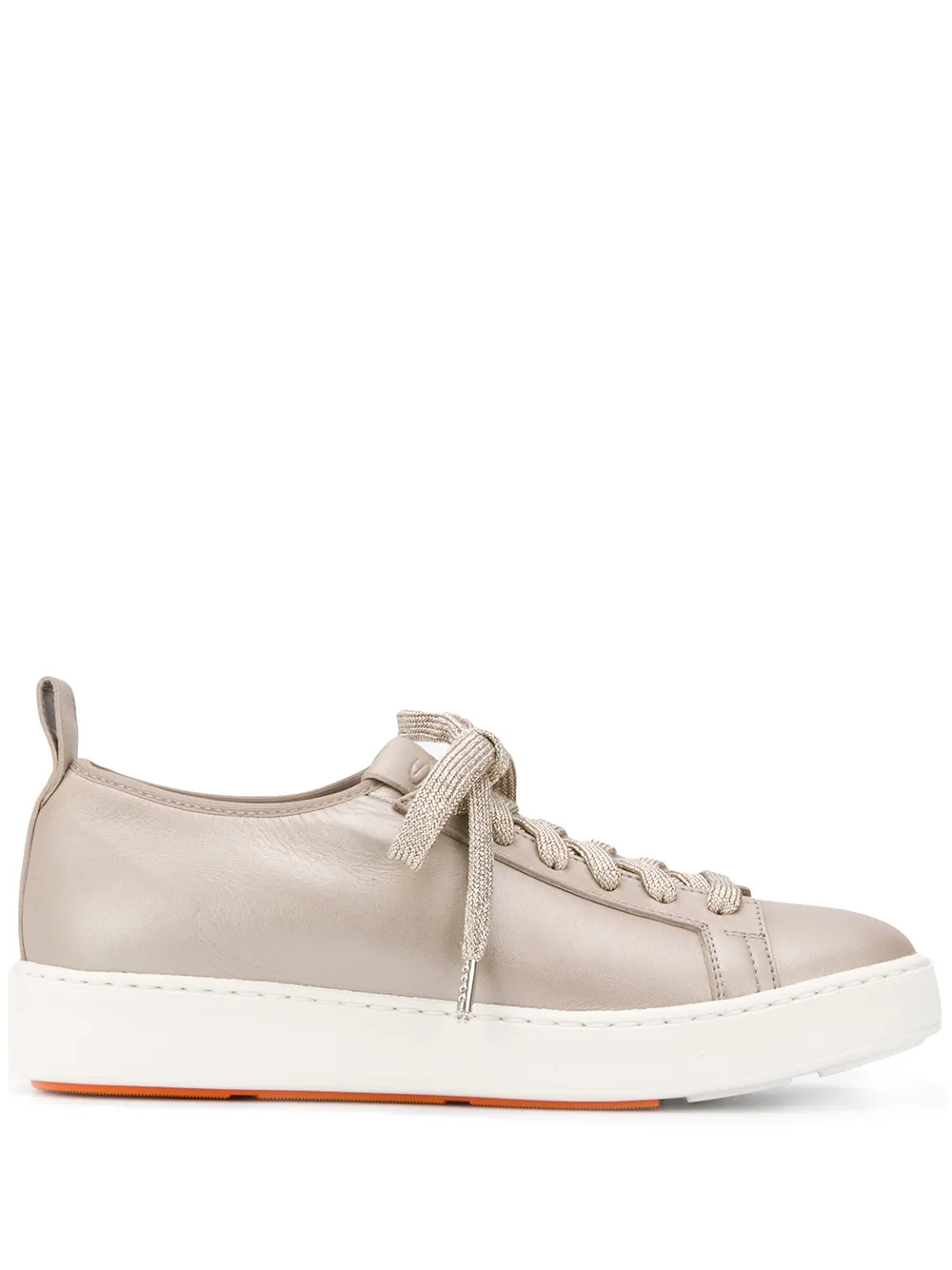 Santoni Polished Toe Trainers In Beige