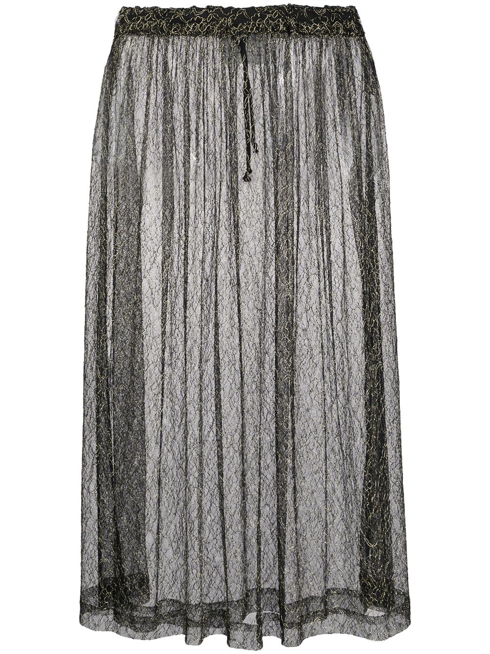 Pre-owned Comme Des Garçons 1997 Metallic Embroidery Sheer Skirt In Black