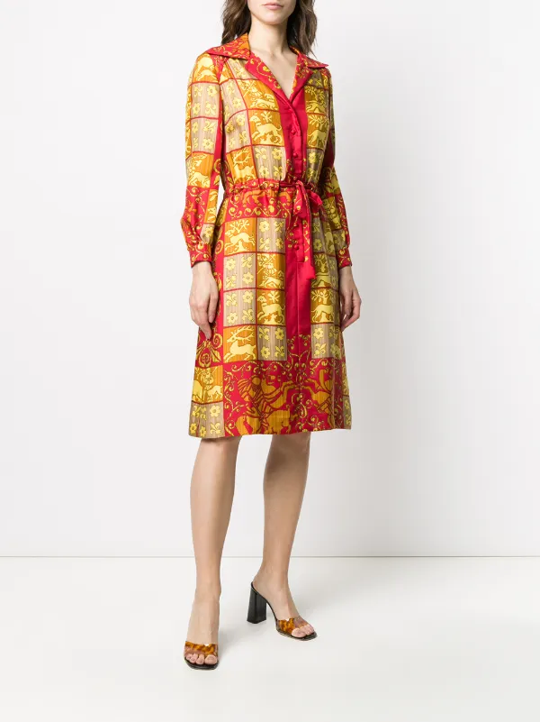 chinese dress ladies Herms // Black & Brown Silk Les Cles Print Asymmetrical Dress  VSP  Consignment