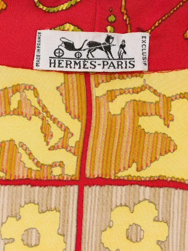 Hermès Pre-Owned 1980s Silk Printed Shirt Dress | Yellow | FARFETCH