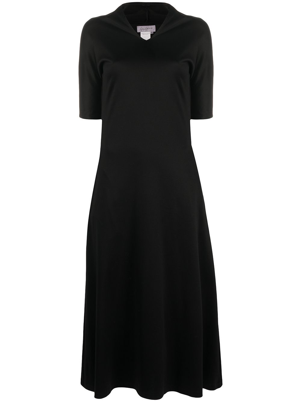 Pre-owned Yohji Yamamoto 1990s Stand-up Collar A-line Dress In Black