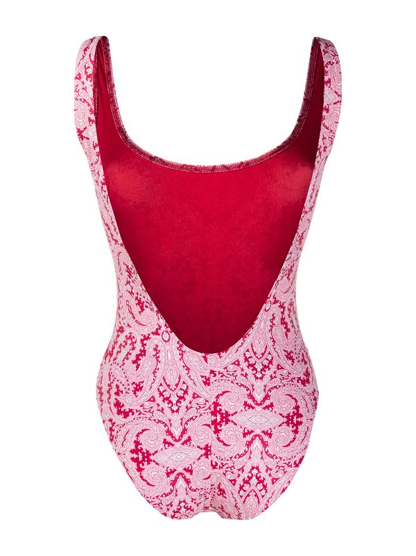 red bandana print bathing suit