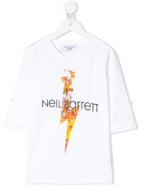 long sleeve flame print T-shirt