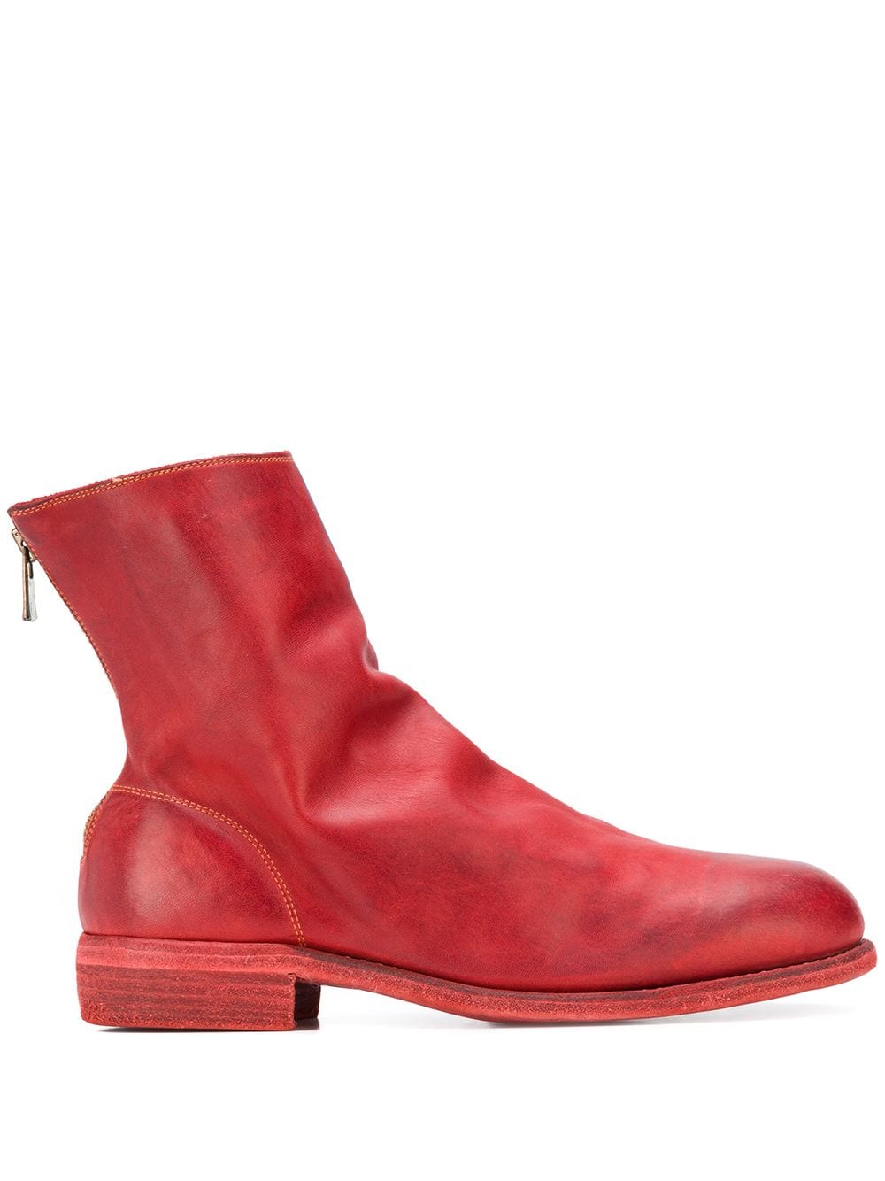 guidi grained-effect ankle boots - rouge