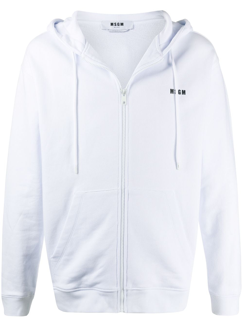 Msgm Zip-through Hooded Sweatshirt In White