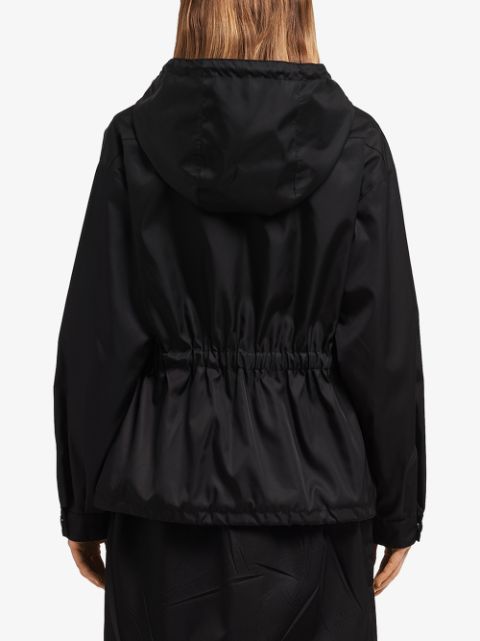 Shop Prada Oversized Drawstring Zipped Jacket In Black