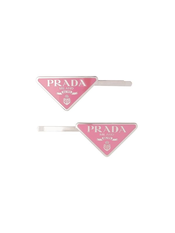 Shop Prada logo-plaque hair slides with Express Delivery - FARFETCH