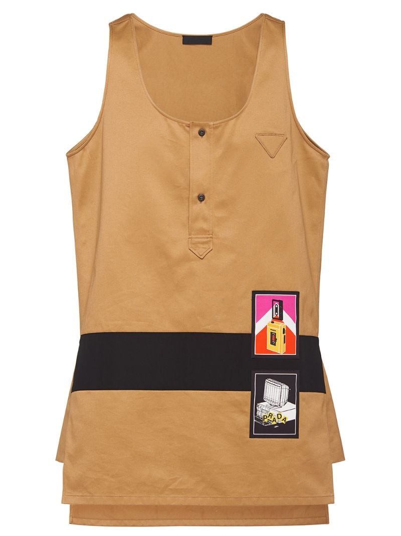 Prada Oversized Sleeveless Poplin Shirt In Neutrals