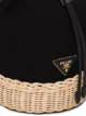 Prada logo plaque wicker bucket bag