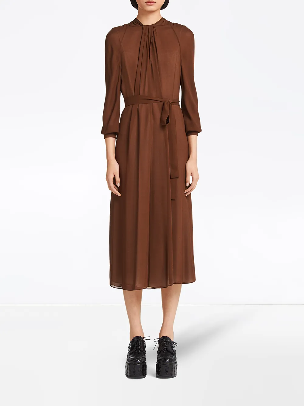 Image 2 of Prada pleated twisted detail midi dress
