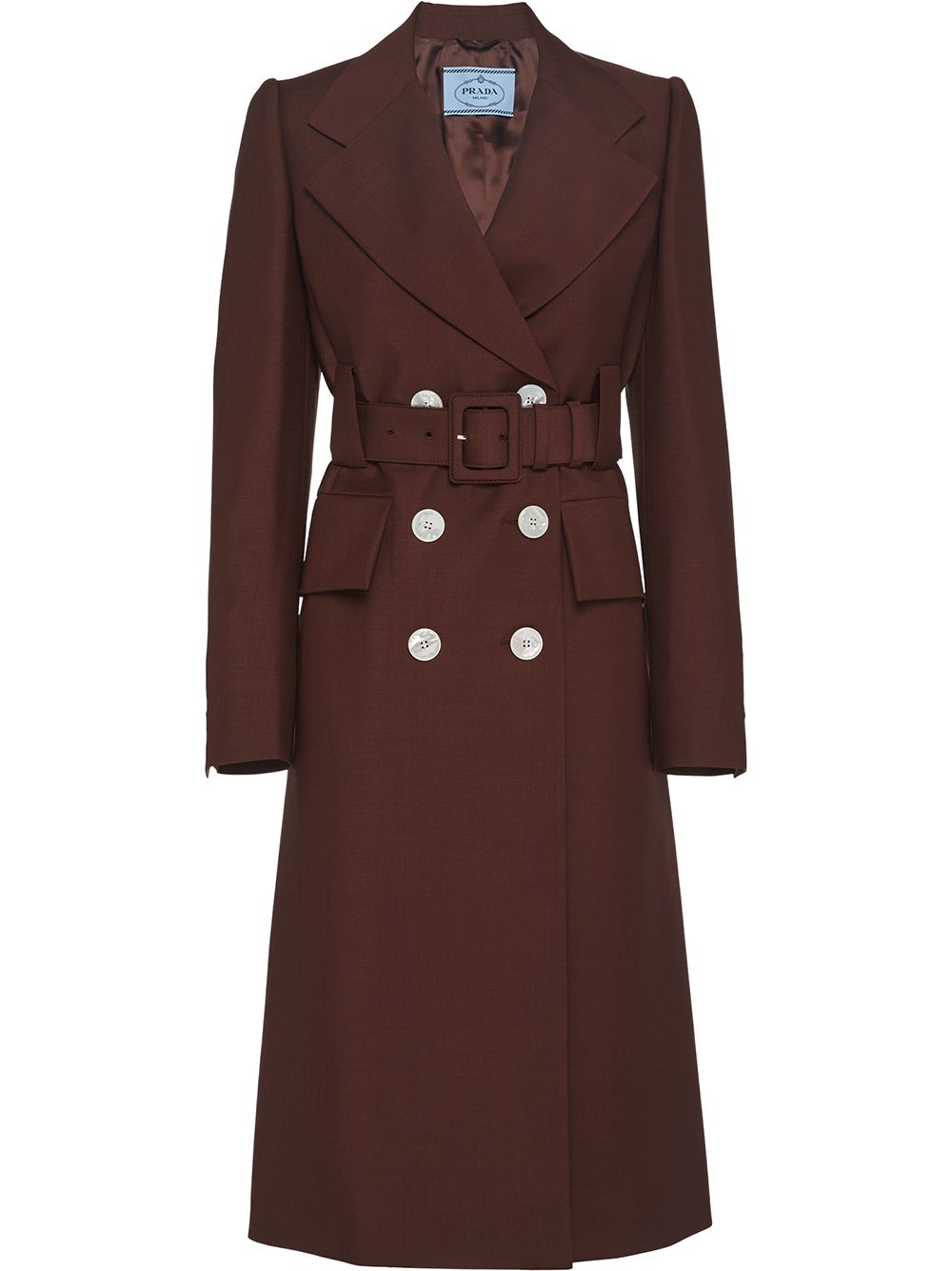 фото Prada двубортное пальто с поясом