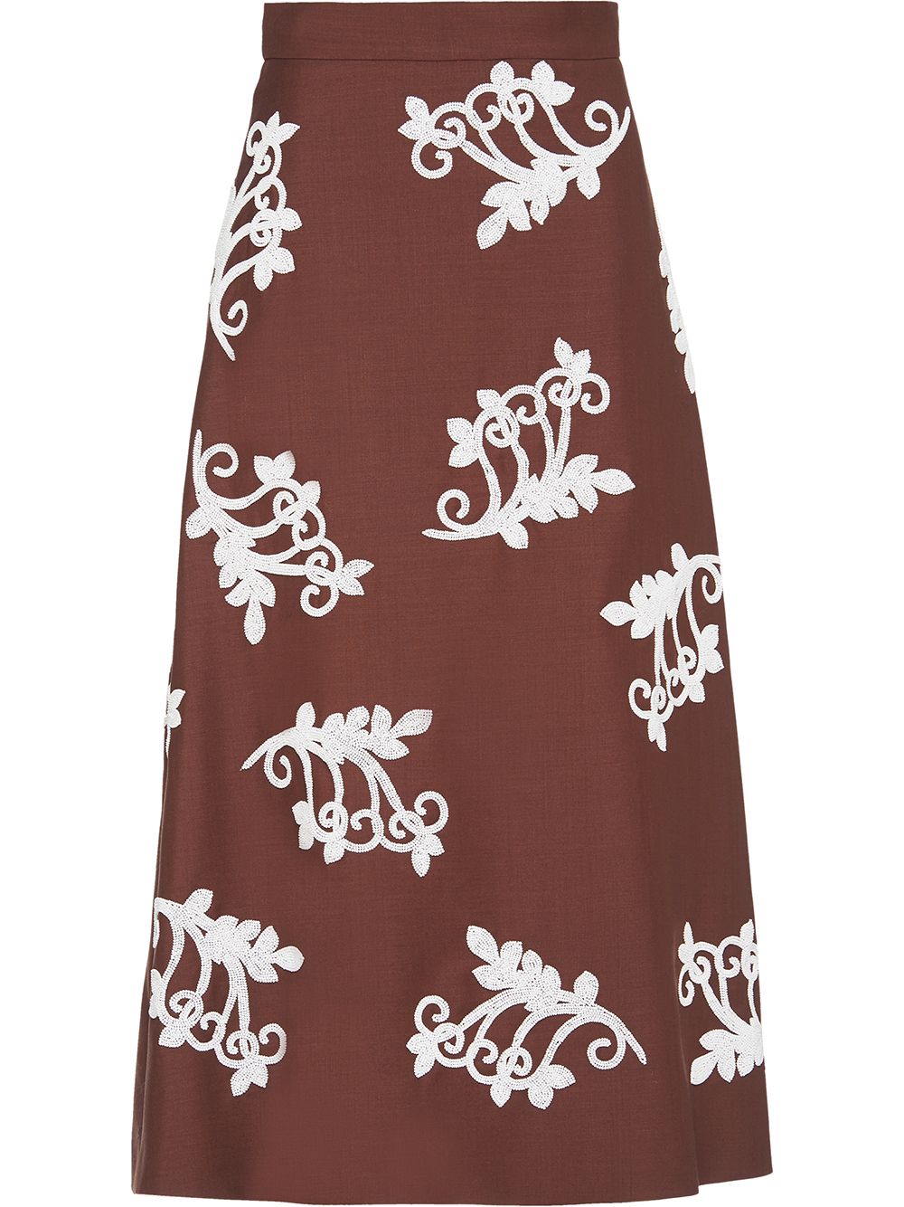 Shop Prada Curly Flower A-line Skirt In Brown