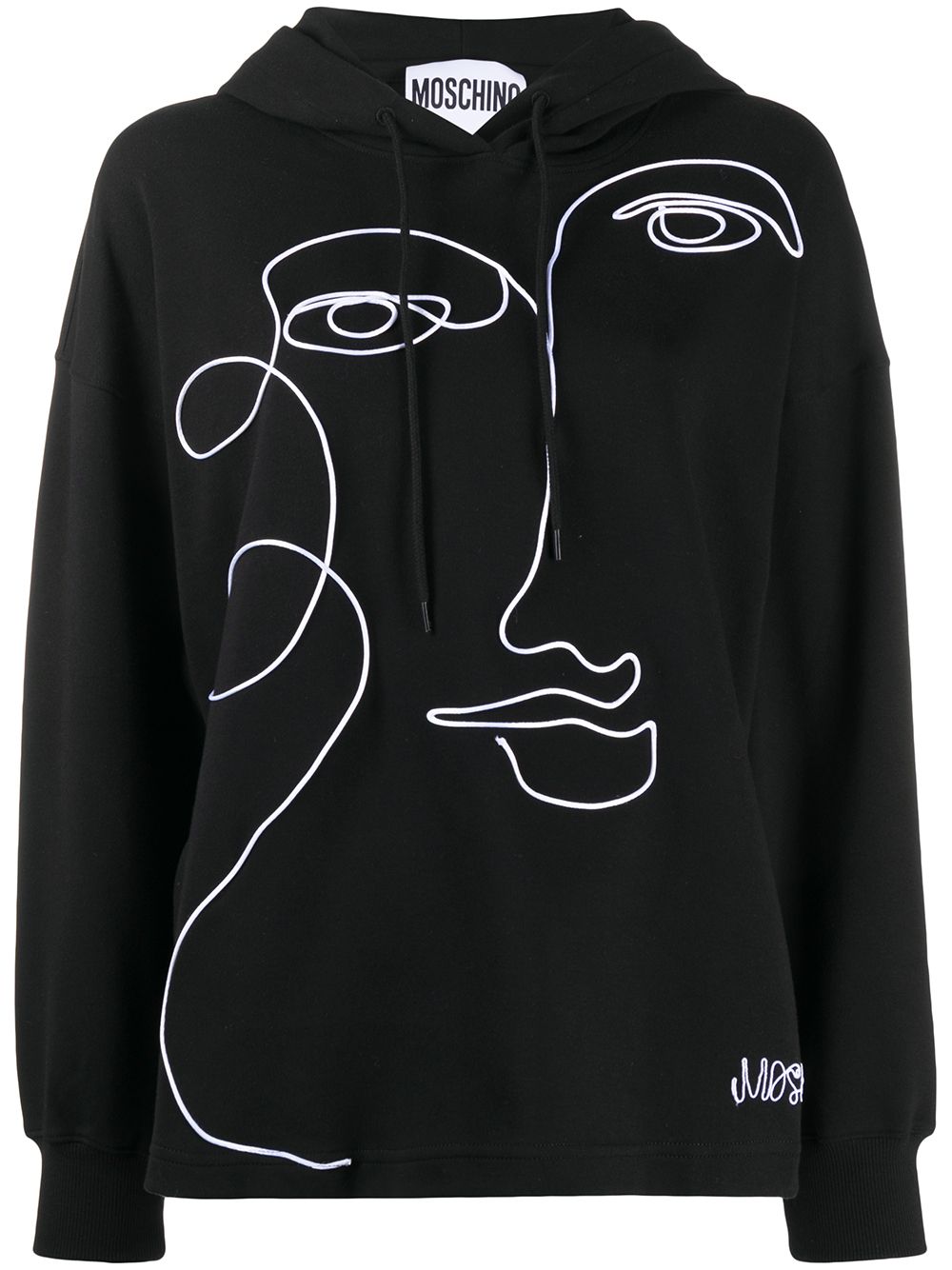 Moschino Face Embroidery Hoodie In Black