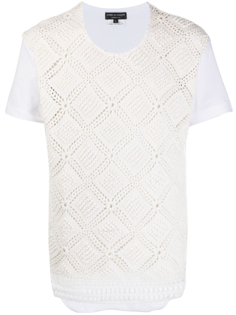 Comme Des Garçons Homme Deux Contrast Embroidered T-shirt In White