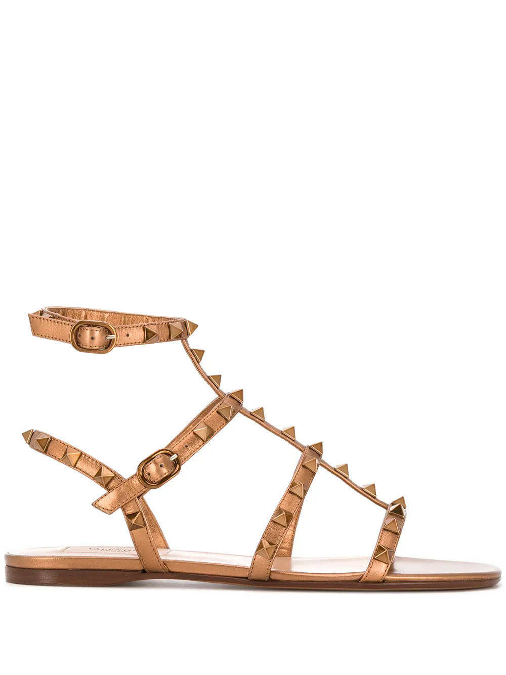 Valentino Garavani Rockstud Gladiator Sandals In Brown