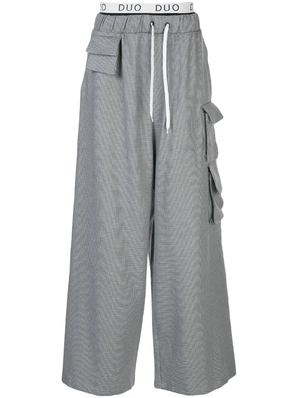 black wide leg cargo trousers