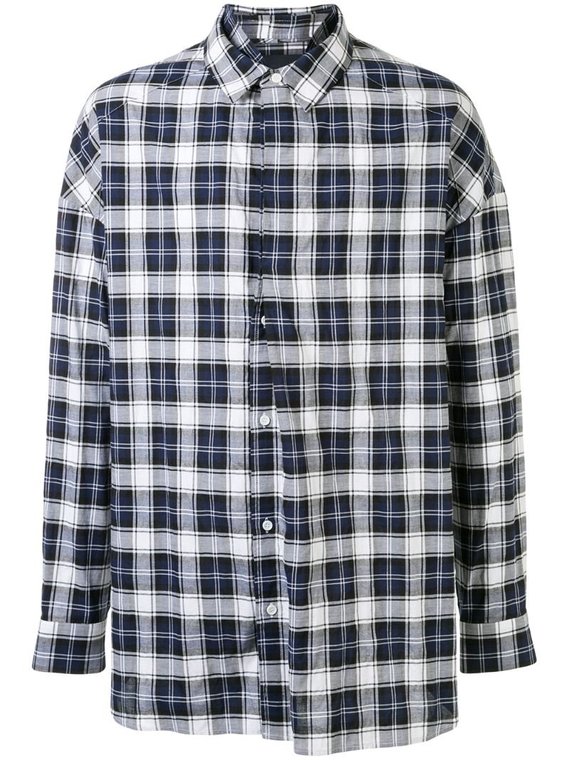 Shop Juunj Oversized Plaid Print Shirt In Brown