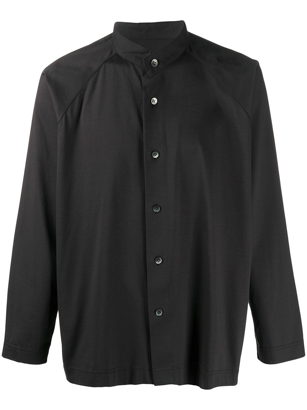 Issey Miyake Collarless Shirt In Black