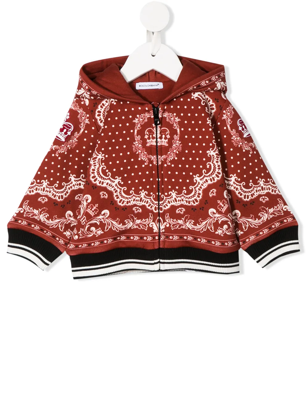 Shop Dolce & Gabbana Bandana Print Hoodie Jacket In Red