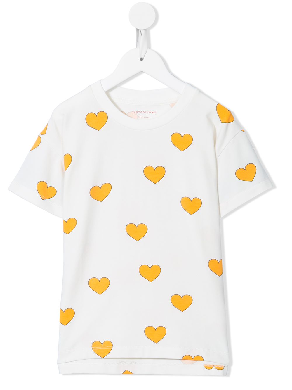 Tiny Cottons Kids' Heart Print Round Neck T-shirt In White