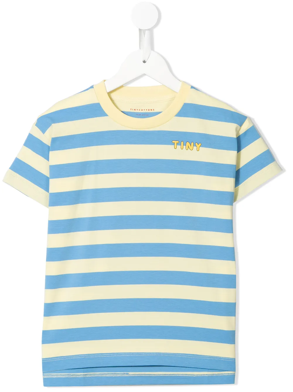 Tiny Cottons Kids' Striped Logo T-shirt In Blue
